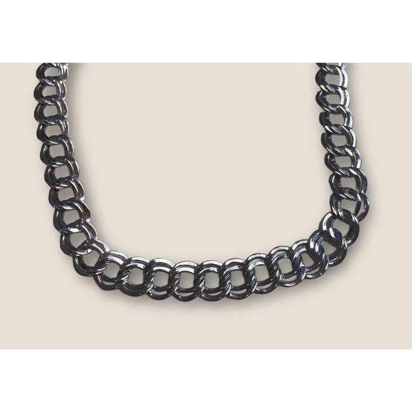 Silver Tone Curb Link Chain Necklace - Picture 2 of 4